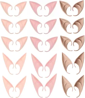 15 Elf Ear pairs - Latex Fairy Pixie Elf Ears for Cosplay, Halloween, Christmas, Anime Party Dress-Up Costume, Masquerade Bulk Accessories