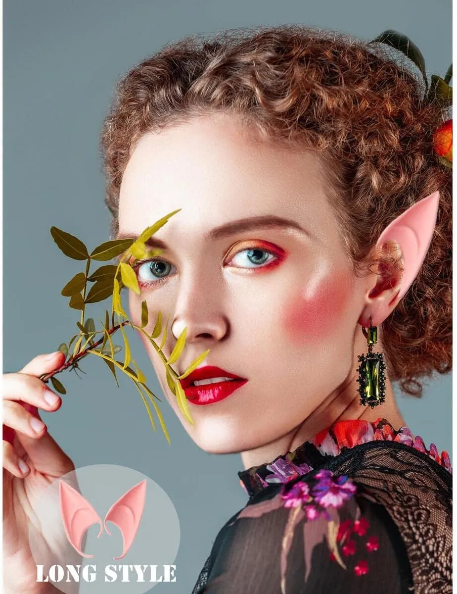 15 Elf Ear pairs - Latex Fairy Pixie Elf Ears for Cosplay, Halloween, Christmas, Anime Party Dress-Up Costume, Masquerade Bulk Accessories