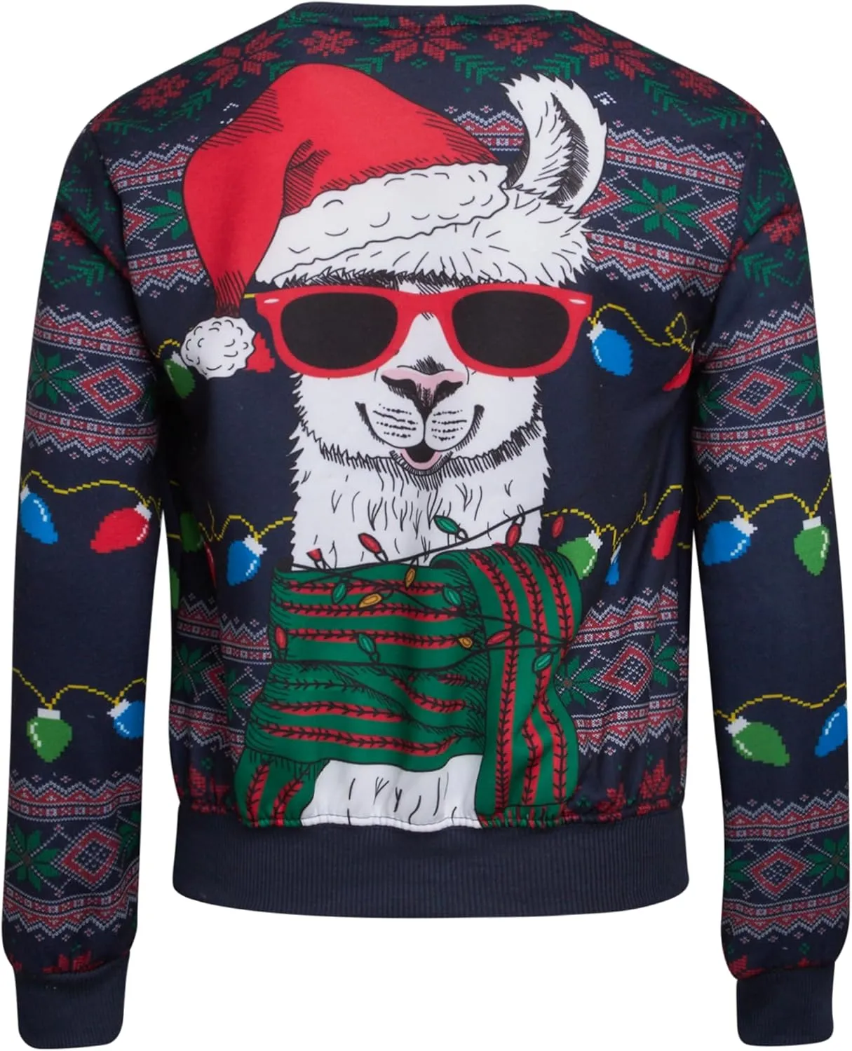 Boys' Ugly Christmas Sweater - Santa Elf and Llama Holiday Graphic Funny Christmas Sweater for Boys (Sizes: 8-18)