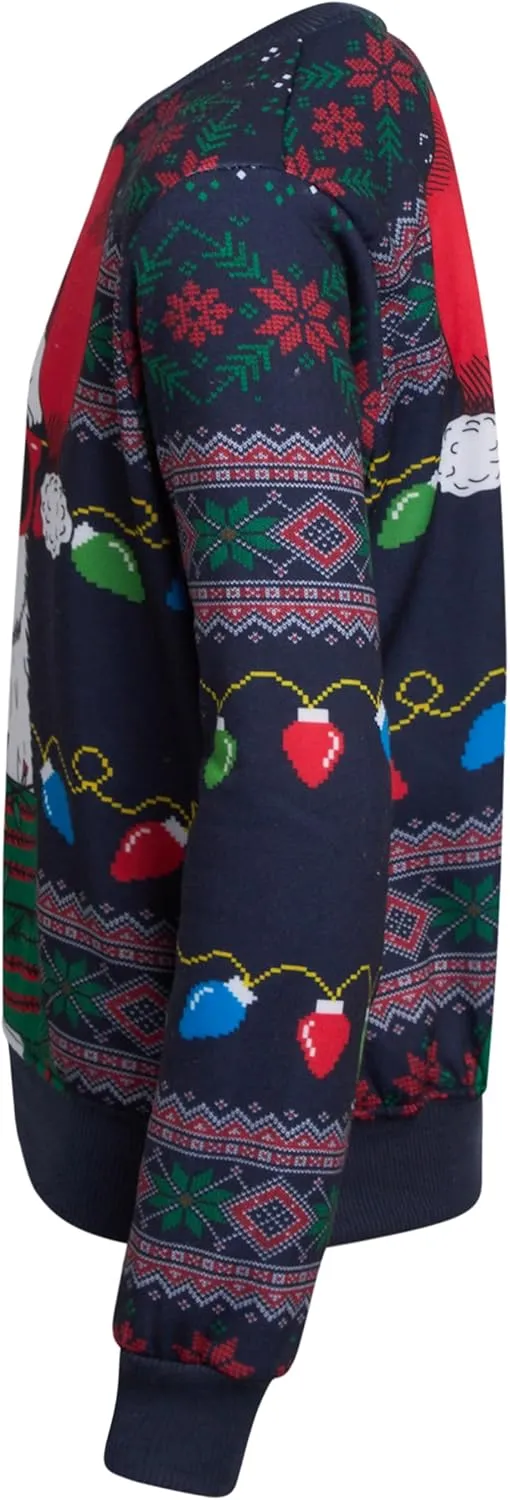 Boys' Ugly Christmas Sweater - Santa Elf and Llama Holiday Graphic Funny Christmas Sweater for Boys (Sizes: 8-18)
