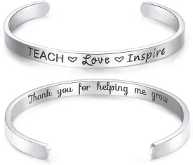 CERSLIMO Teacher Thank You Gifts for Women - Bracelet Cuff Bangle for Christmas, Graduation, Appreciation, Back to School, End of Year, Retirement - From Students
