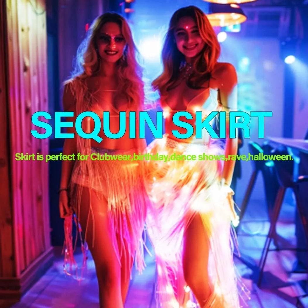Christmas Sequin Tassel Skirt Belly Dance Skirt Sparkly Hip Scarf Skirt New Year Party Costume for Women