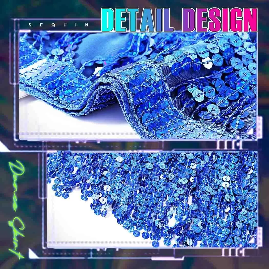 Christmas Sequin Tassel Skirt Belly Dance Skirt Sparkly Hip Scarf Skirt New Year Party Costume for Women