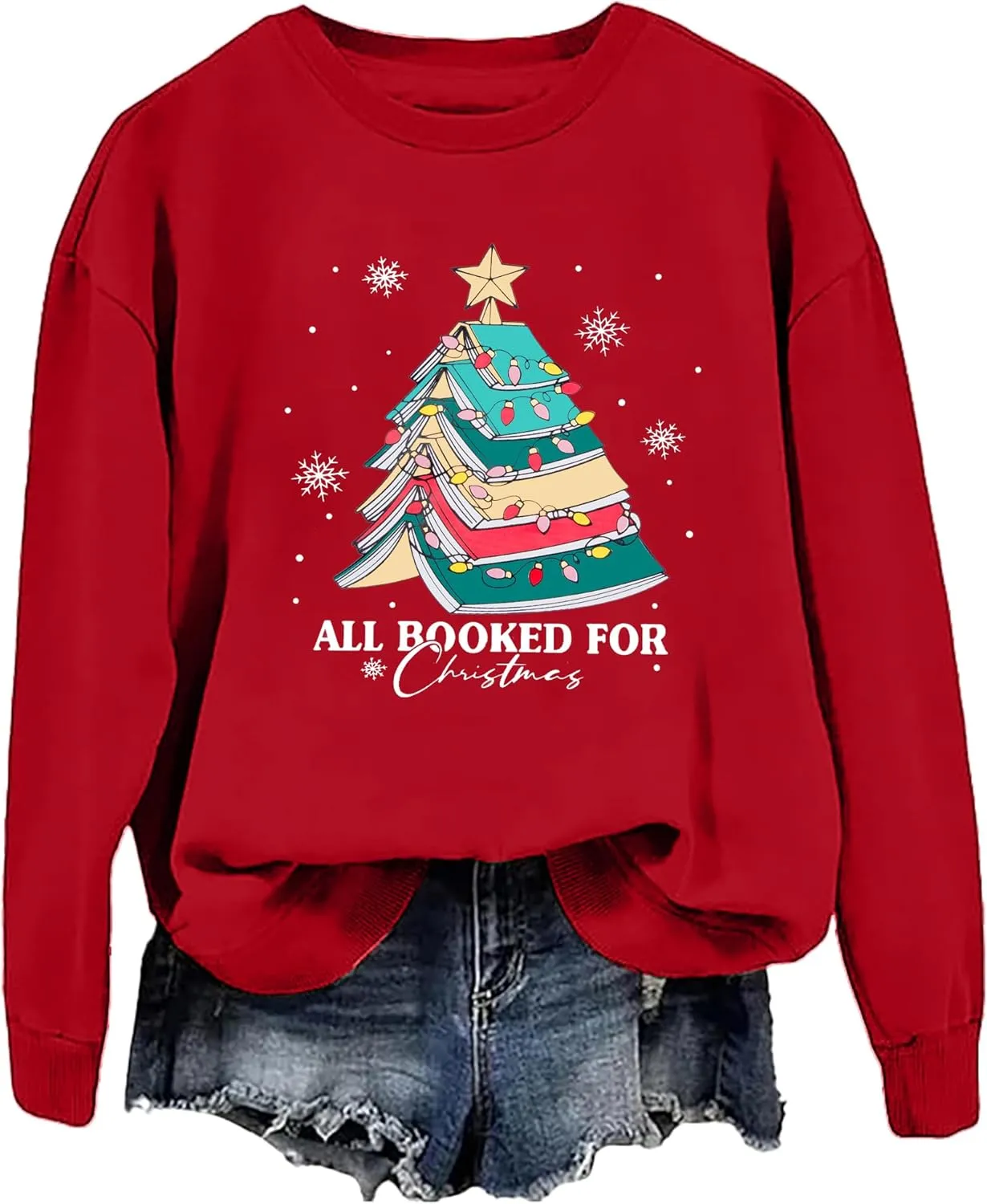 Christmas Sweatshirts for Women Cute Christmas Tree Graphic Long Sleeve Shirt Xmas Holiday Party Pullover Blouse