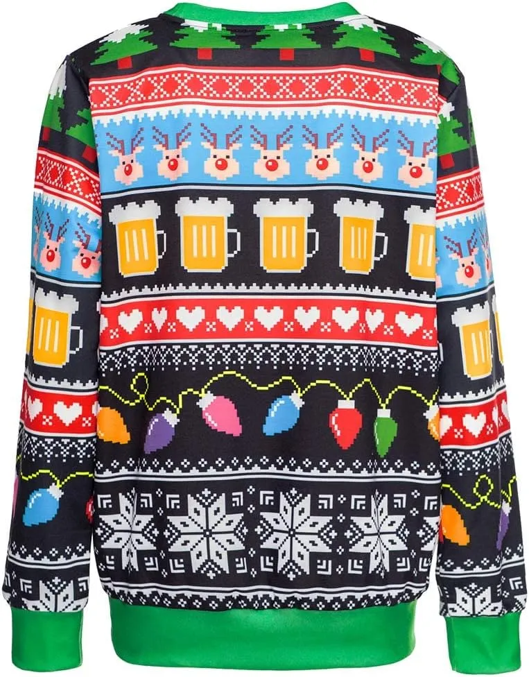 Colorful House Unisex's Ugly Christmas Jumper Sweater Printed Pullover,3D Funny Digital Print Sweatshirt Suit for Men Woman