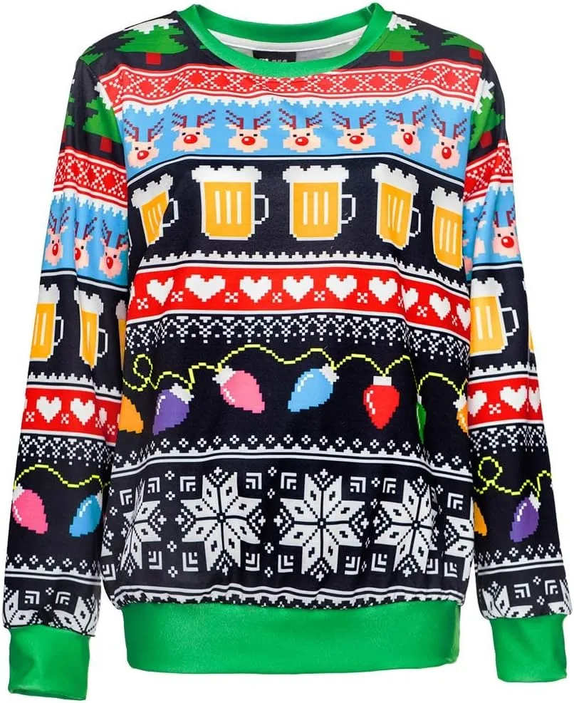 Colorful House Unisex's Ugly Christmas Jumper Sweater Printed Pullover,3D Funny Digital Print Sweatshirt Suit for Men Woman