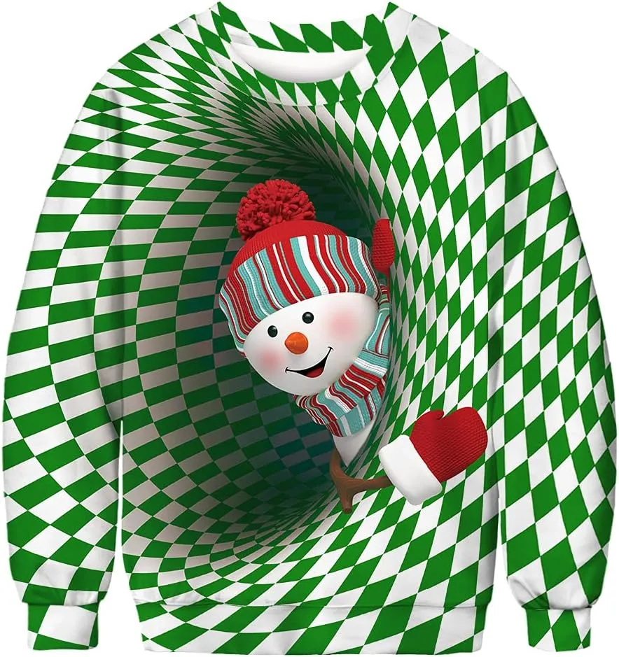 Colorful House Unisex's Ugly Christmas Jumper Sweater Printed Pullover,3D Funny Digital Print Sweatshirt Suit for Men Woman