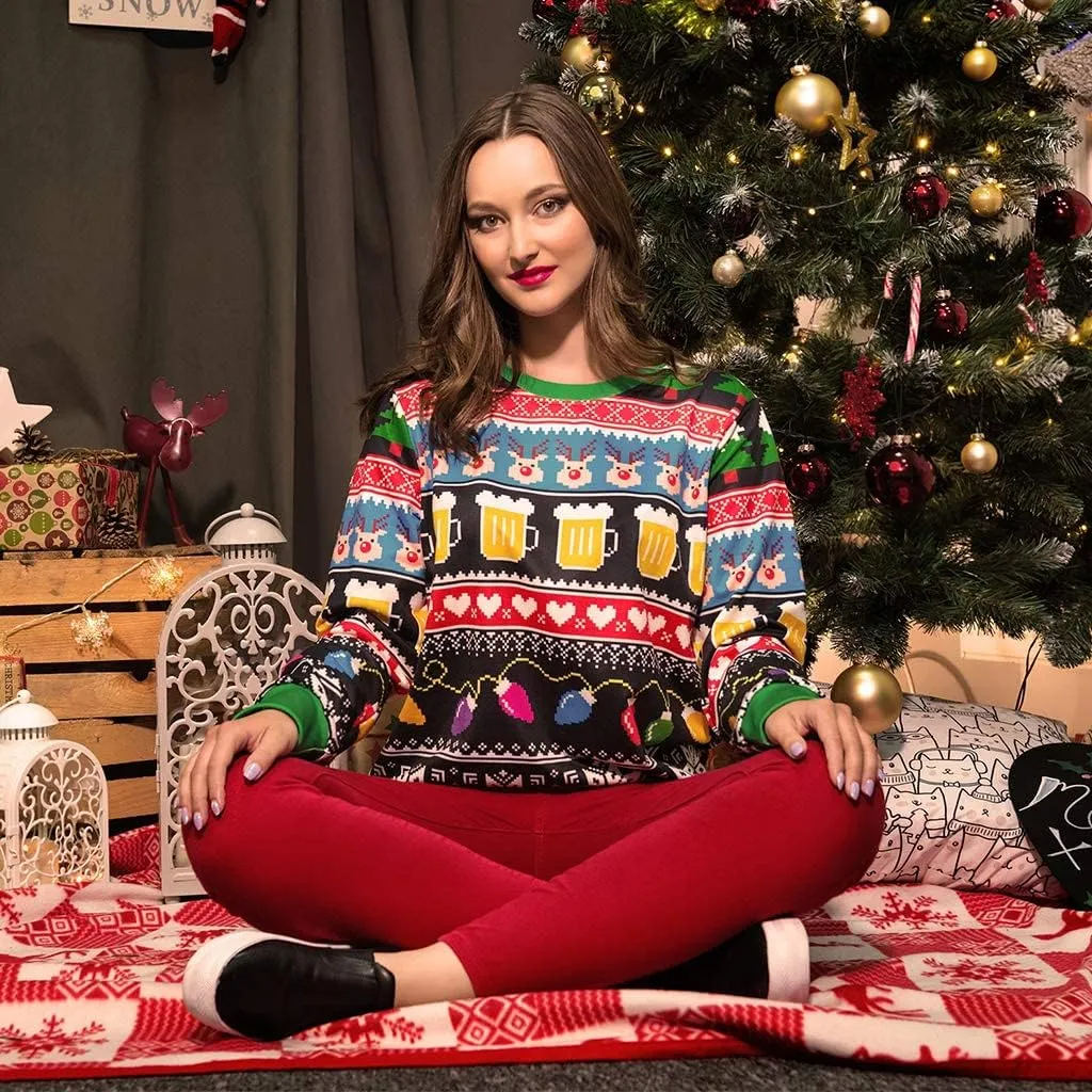 Colorful House Unisex's Ugly Christmas Jumper Sweater Printed Pullover,3D Funny Digital Print Sweatshirt Suit for Men Woman