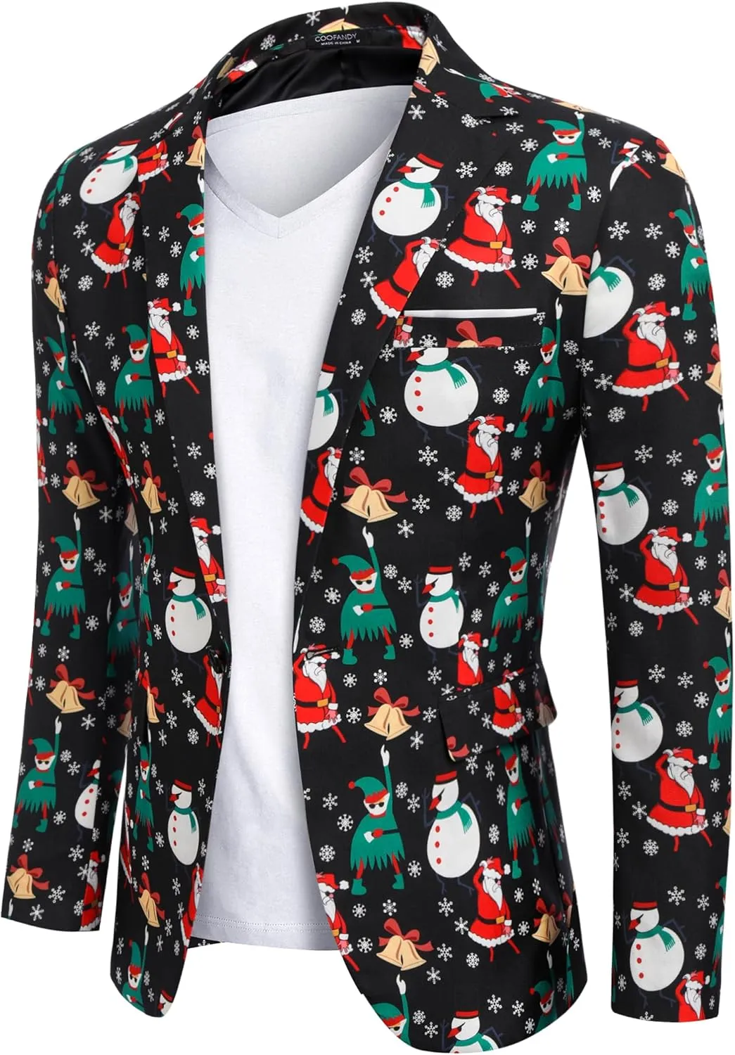 COOFANDY Men's Christmas Blazer Halloween Sport Coat One Button Christmas Suit Jacket Xmas Party Jackets Holiday Blazers