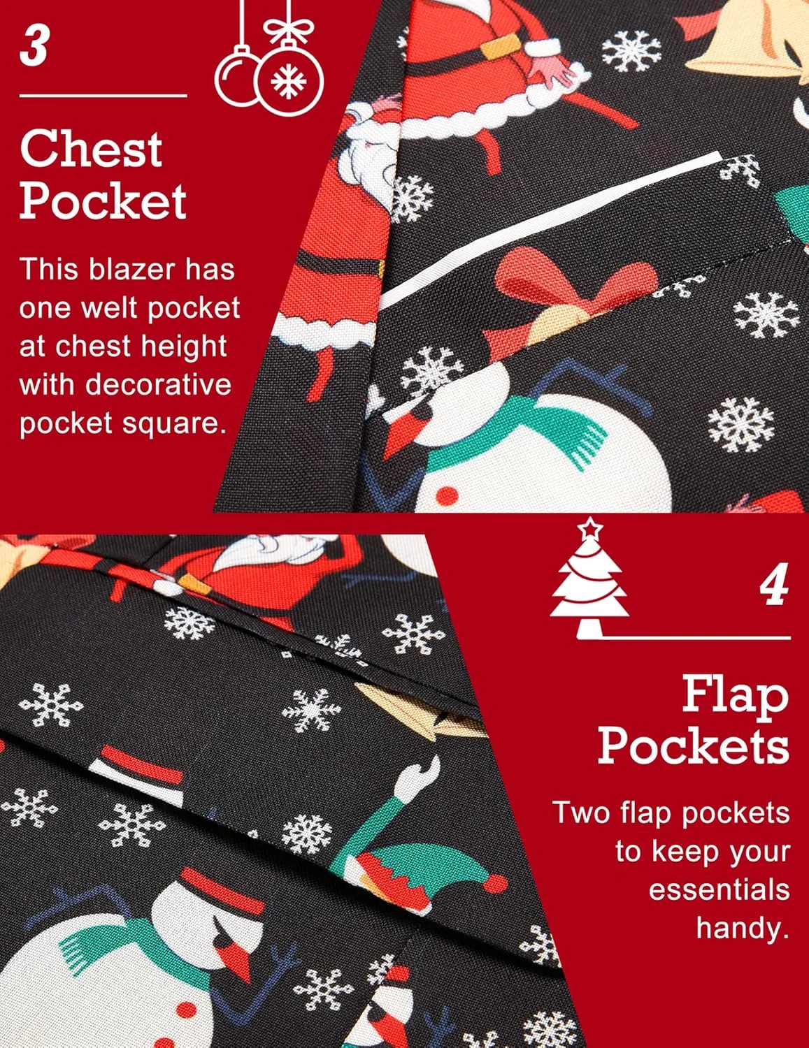 COOFANDY Men's Christmas Blazer Halloween Sport Coat One Button Christmas Suit Jacket Xmas Party Jackets Holiday Blazers