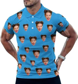 Custom Polo Shirts for Men Personalized Face Golf Shirts Men's Funny Customized Logo Photo Bowling Polo Shirt for Him