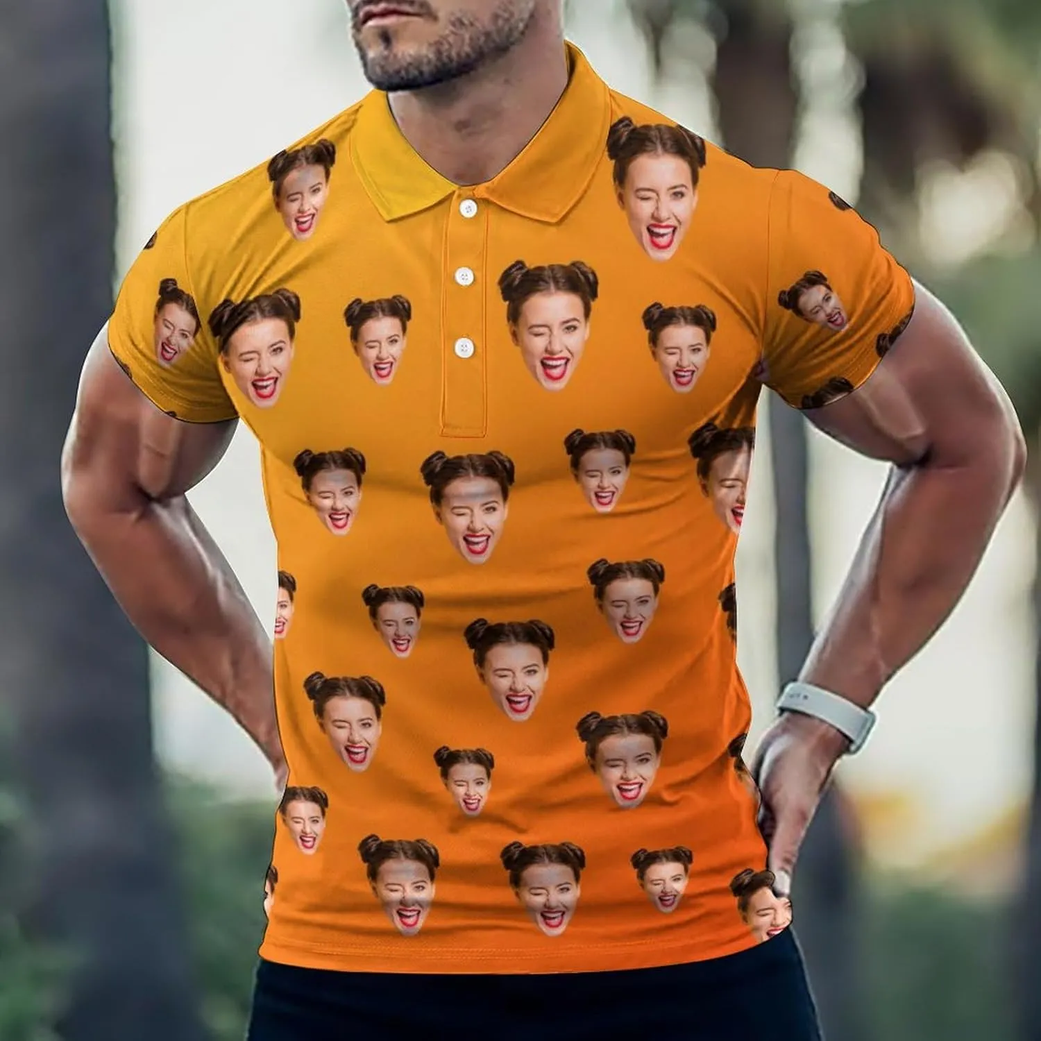 Custom Polo Shirts for Men Personalized Face Golf Shirts Men's Funny Customized Logo Photo Bowling Polo Shirt for Him