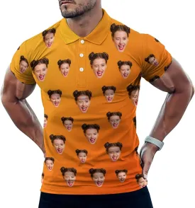 Custom Polo Shirts for Men Personalized Face Golf Shirts Men's Funny Customized Logo Photo Bowling Polo Shirt for Him