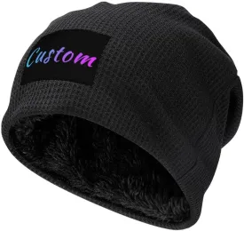 Custom Soft Skull Beanie Hat with Your Text/Logo/Photo, Personalized Winter Knitted Cuffed Beanie Hat for Men & Women