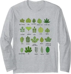 Different Types of Tree Leaves, Common Leaves, Nature Lovers Long Sleeve T-Shirt