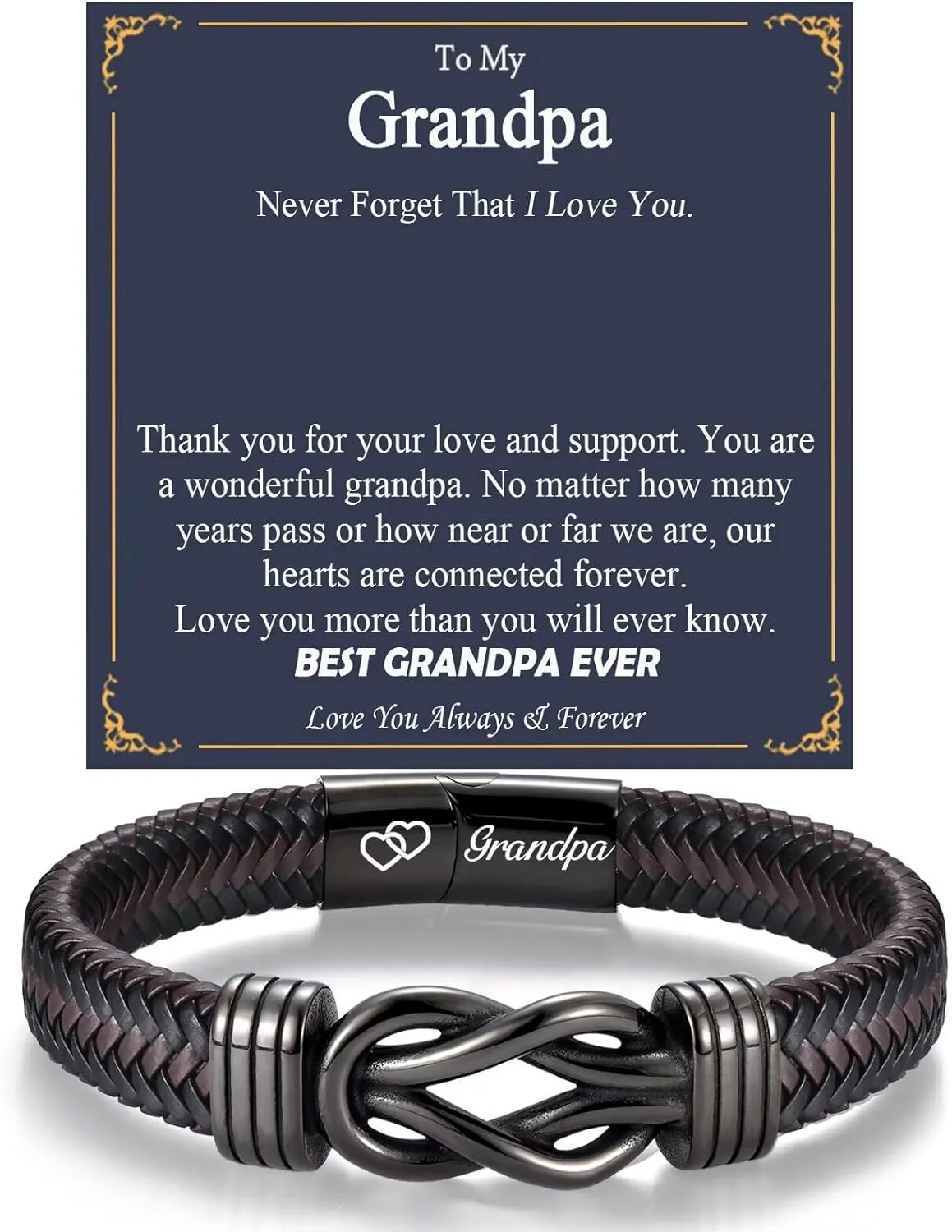 Fathers Day Men Gifts Infinity Leather Bracelet for Him Gifts Ideas Jewelry for Birthday, Christmas