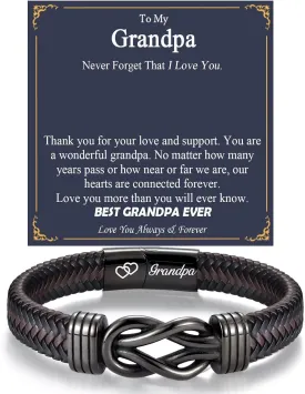Fathers Day Men Gifts Infinity Leather Bracelet for Him Gifts Ideas Jewelry for Birthday, Christmas