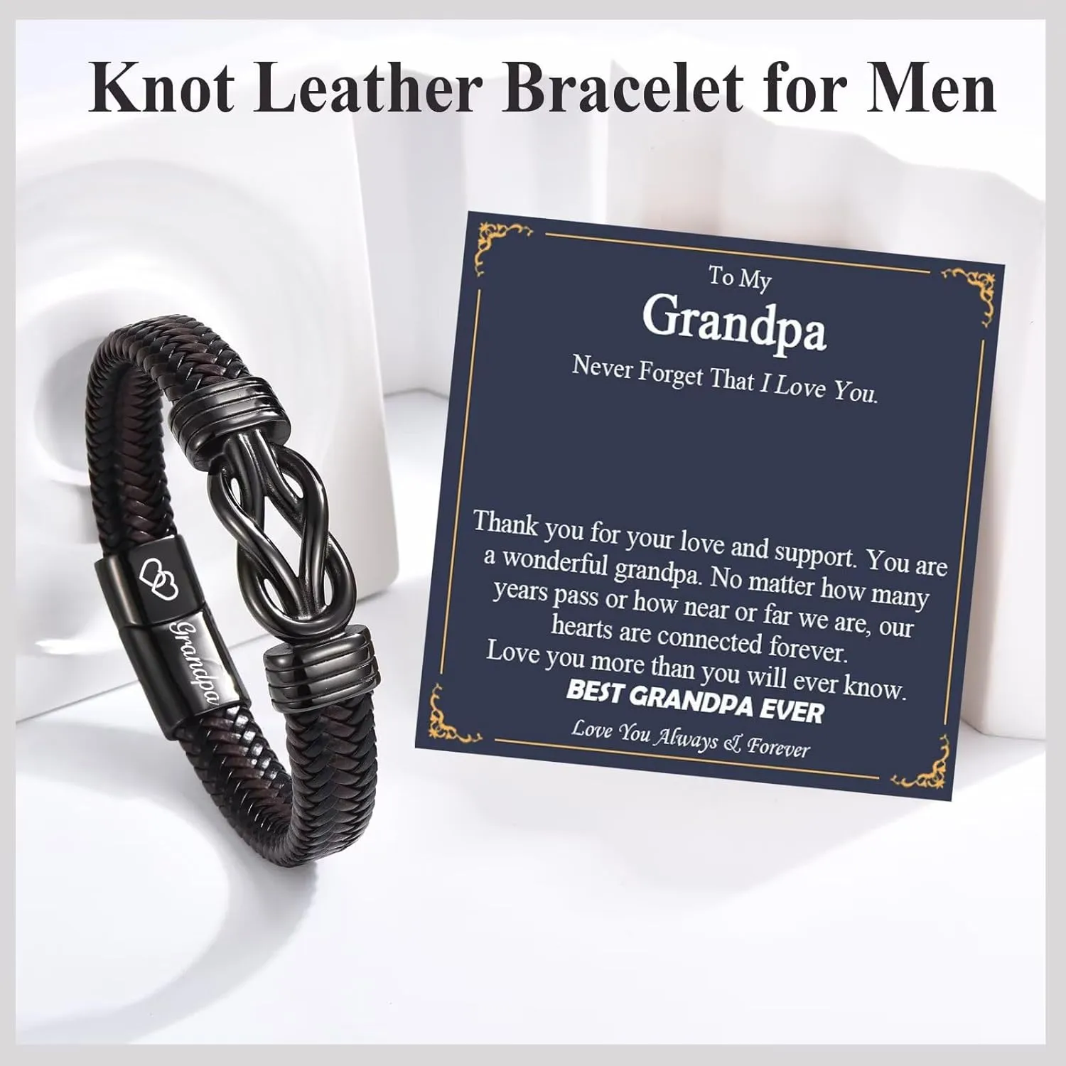 Fathers Day Men Gifts Infinity Leather Bracelet for Him Gifts Ideas Jewelry for Birthday, Christmas