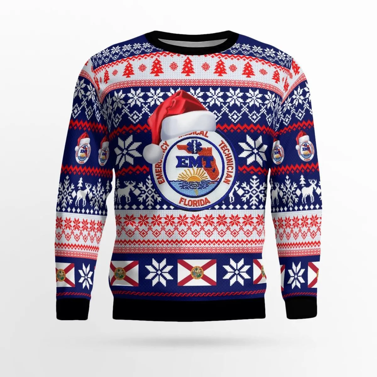 Florida Emt Christmas Ugly Christmas Sweater 3D, Work Shirt, Job shirt
