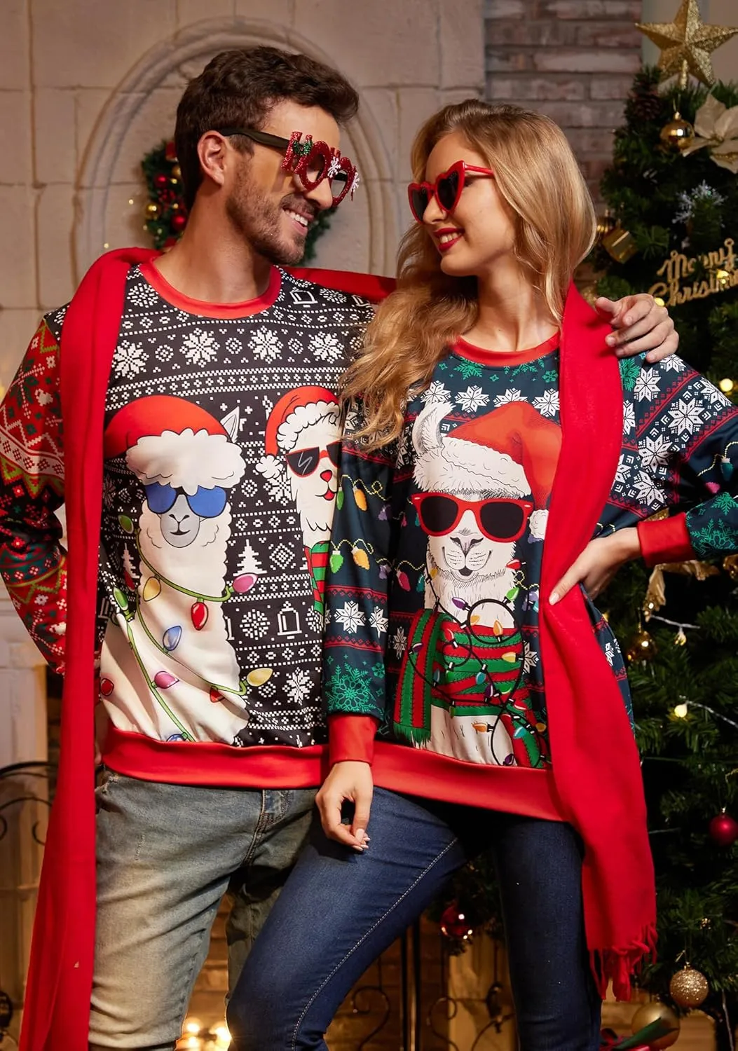 For G and PL Unisex Christmas Ugly Funny 3D Print Sweatshirt Crew Neck Pullover
