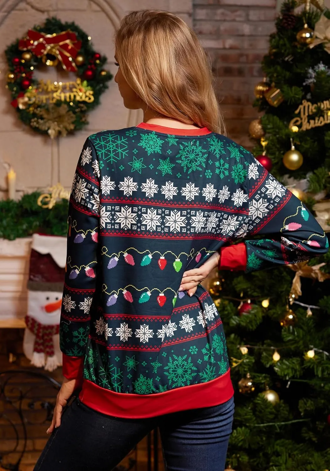 For G and PL Unisex Christmas Ugly Funny 3D Print Sweatshirt Crew Neck Pullover