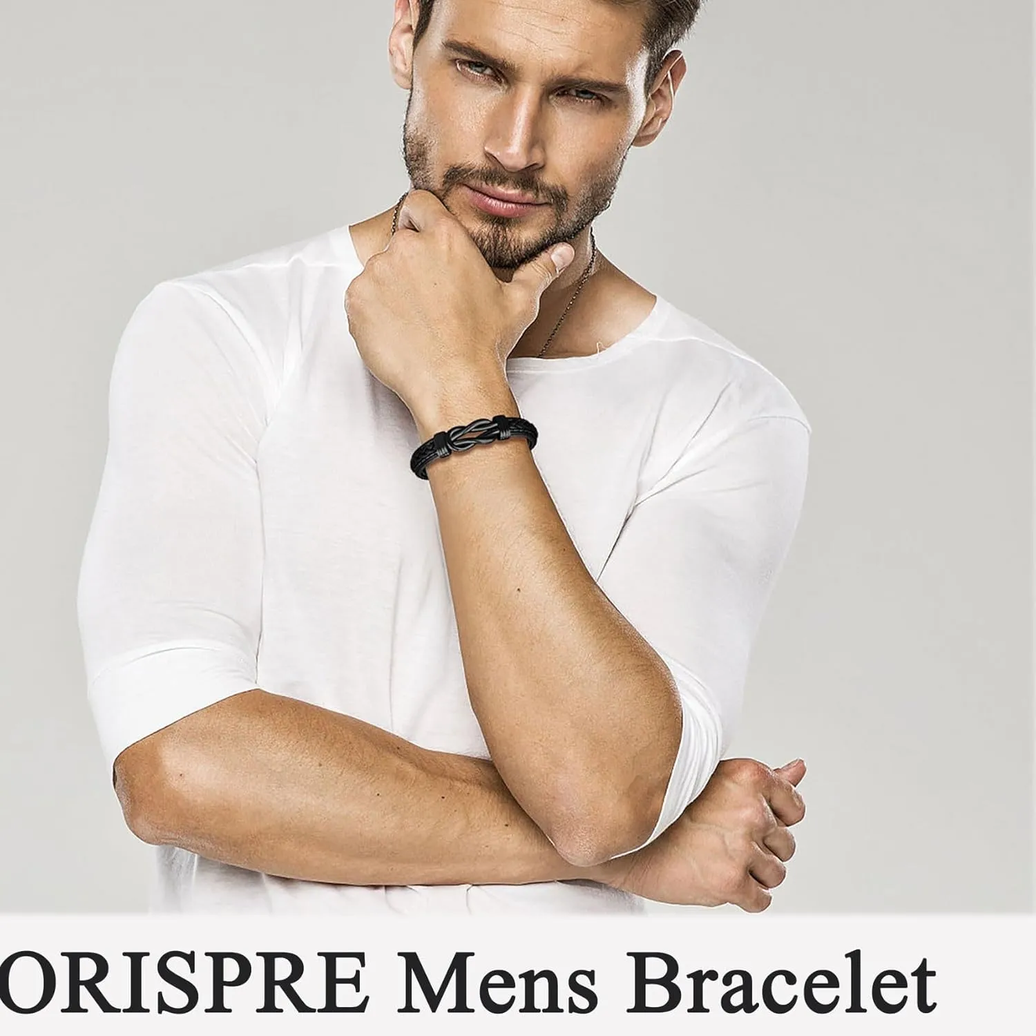 Forever Linked Together Leather Bracelet for Boys Men's Birthday Graduation Fathers' Day Back to School Christmas Gifts