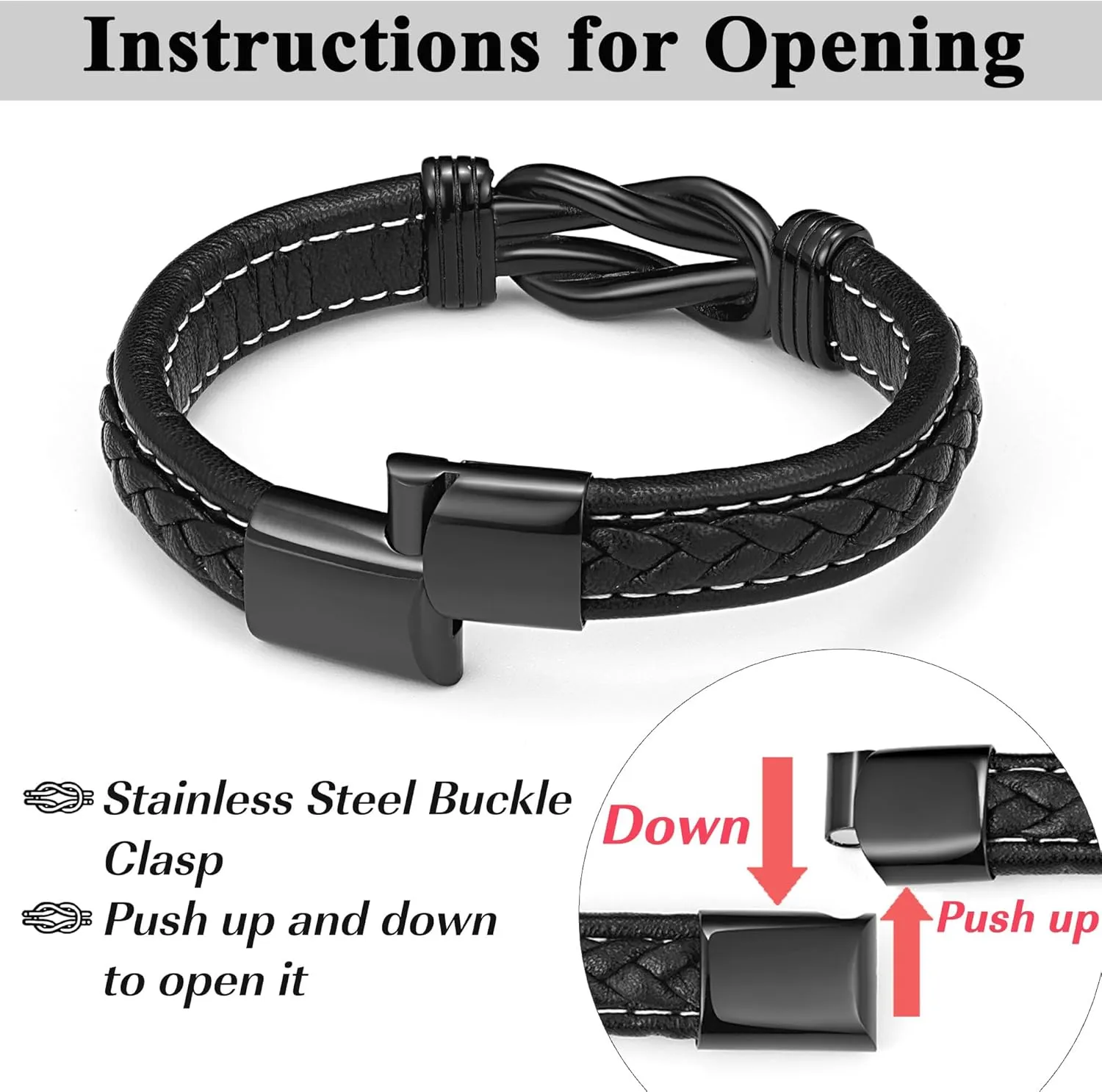 Forever Linked Together Leather Bracelet for Boys Men's Birthday Graduation Fathers' Day Back to School Christmas Gifts