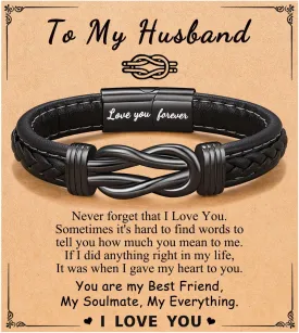 Forever Linked Together Leather Bracelet for Boys Men's Birthday Graduation Fathers' Day Back to School Christmas Gifts