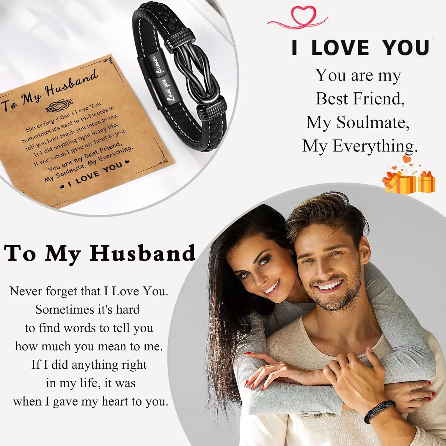 Forever Linked Together Leather Bracelet for Boys Men's Birthday Graduation Fathers' Day Back to School Christmas Gifts
