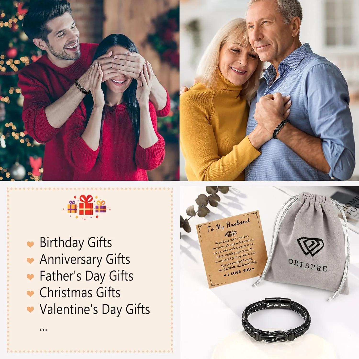 Forever Linked Together Leather Bracelet for Boys Men's Birthday Graduation Fathers' Day Back to School Christmas Gifts