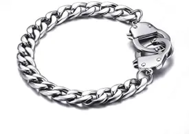 Handcuff Stainless Steel Curb Chain Link Bracelet Partners in Crime Best Friends Bracelets Friendship BFF Bangle for Women Men for Christmas