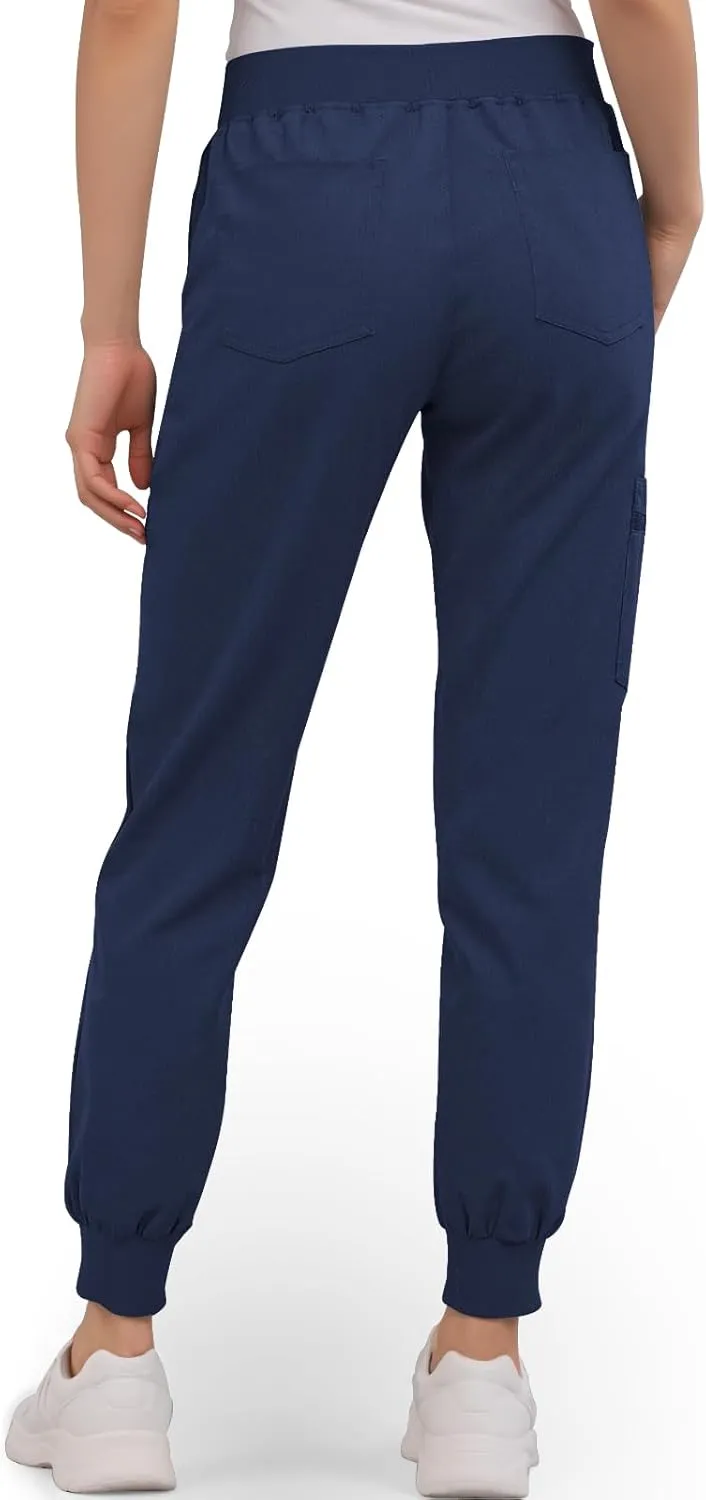 Medical Scrub Pants for Women Jogger Scrub Pants with 5 Pockets Drawstring Cargo Pants Mid-Rise Womens Scrubs Pant