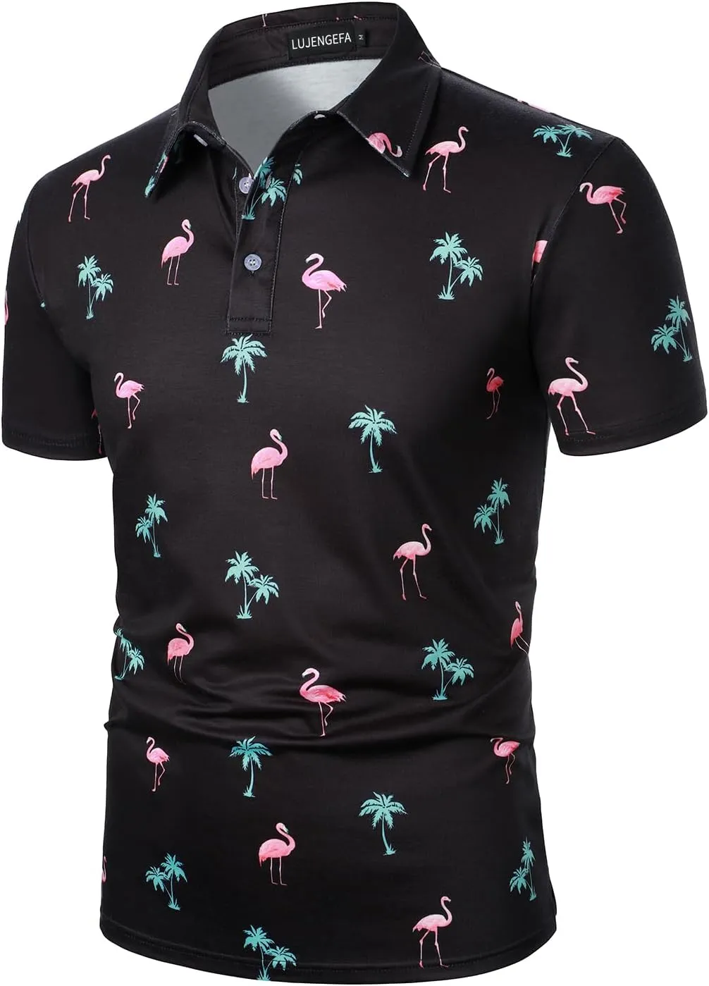 Men's Casual Short Sleeve Polo Shirt Summer Holiday Beach Tropical Tops Golf Shirts for Men