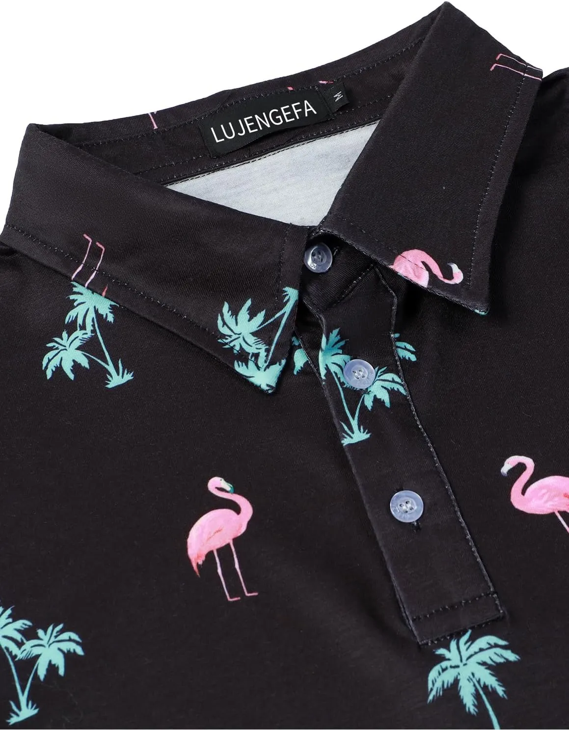 Men's Casual Short Sleeve Polo Shirt Summer Holiday Beach Tropical Tops Golf Shirts for Men