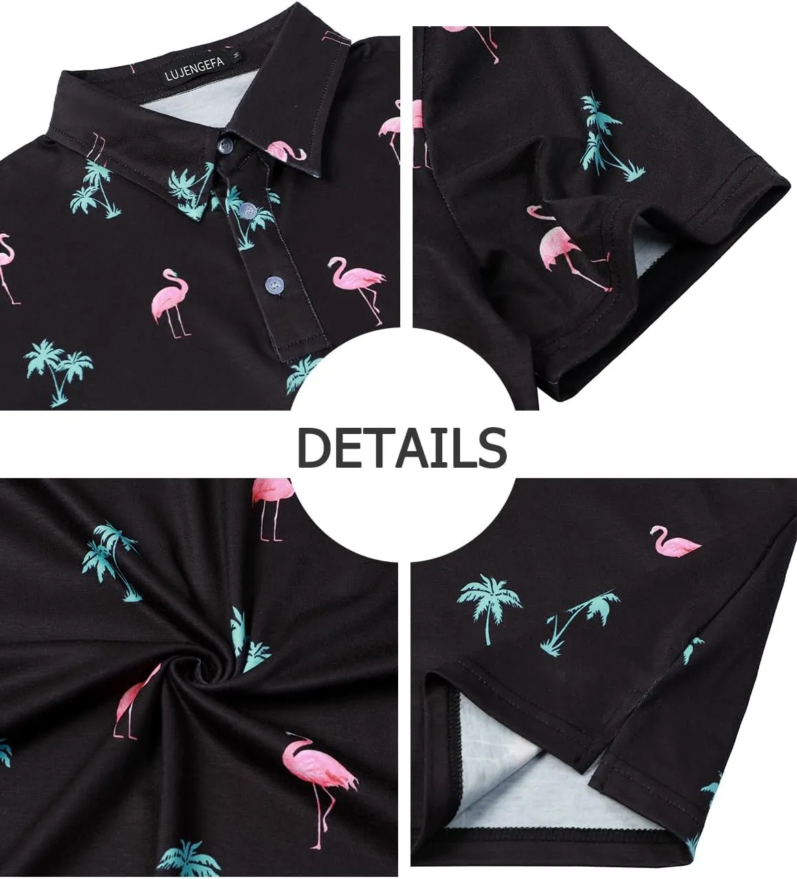 Men's Casual Short Sleeve Polo Shirt Summer Holiday Beach Tropical Tops Golf Shirts for Men