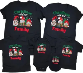 Merry and Bright Shirt Christmas T-Shirts for Family Couple Outfit Tee Christmas Top Parent-Child Short Sleeves
