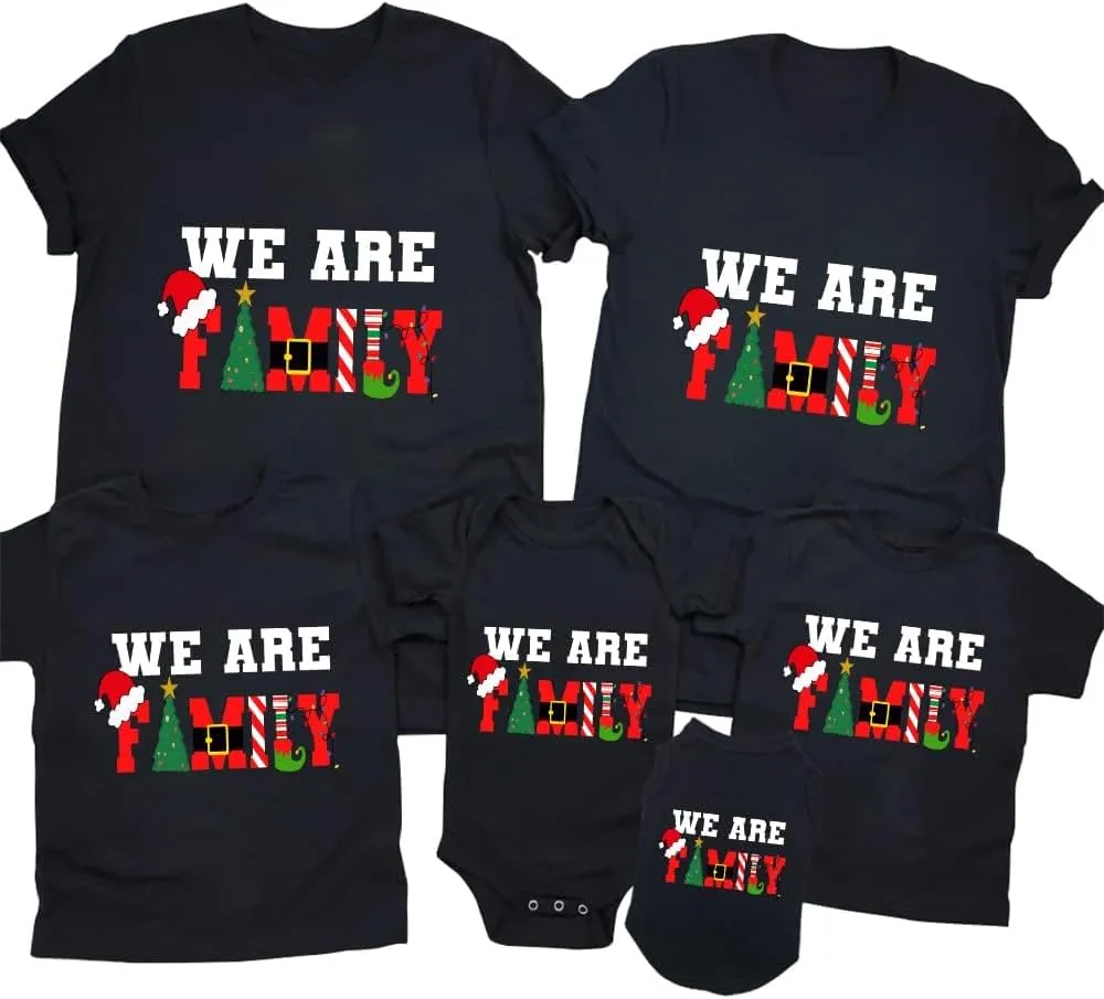 Merry and Bright Shirt Christmas T-Shirts for Family Couple Outfit Tee Christmas Top Parent-Child Short Sleeves