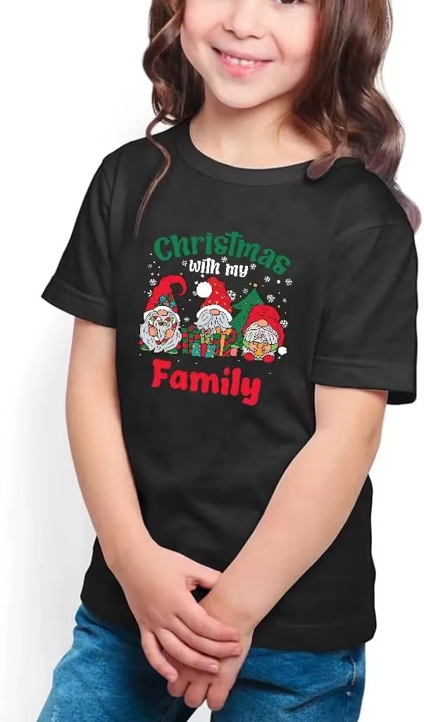 Merry and Bright Shirt Christmas T-Shirts for Family Couple Outfit Tee Christmas Top Parent-Child Short Sleeves