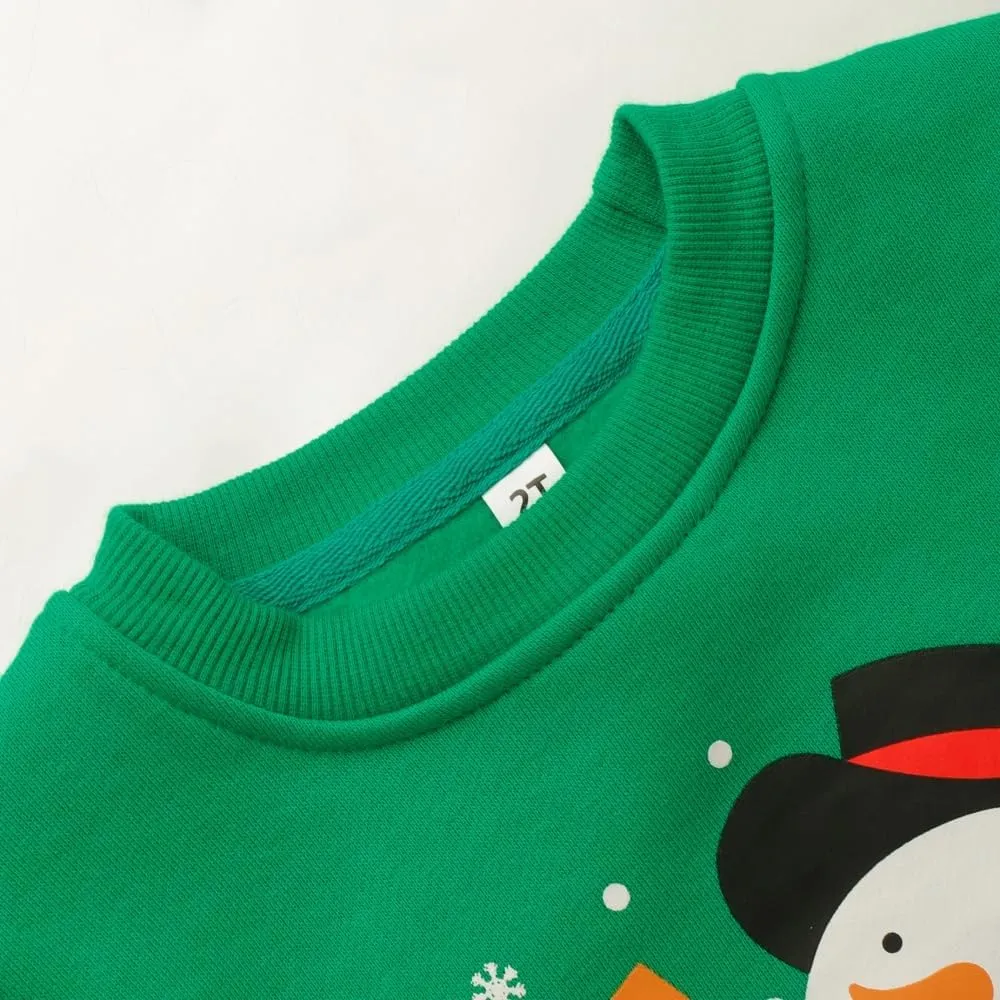 RETSUGO Toddler Boy Christmas Outfit Baby Boy Girl Winter Warm Holiday Fleece Pullover Xmas Crewneck Sweater 1-7 Years