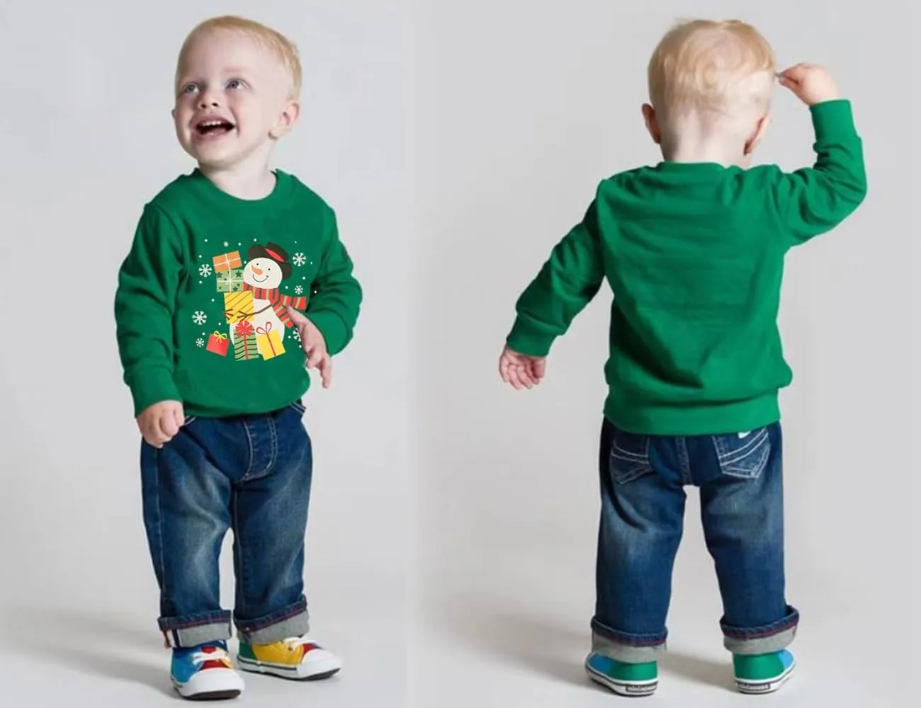 RETSUGO Toddler Boy Christmas Outfit Baby Boy Girl Winter Warm Holiday Fleece Pullover Xmas Crewneck Sweater 1-7 Years