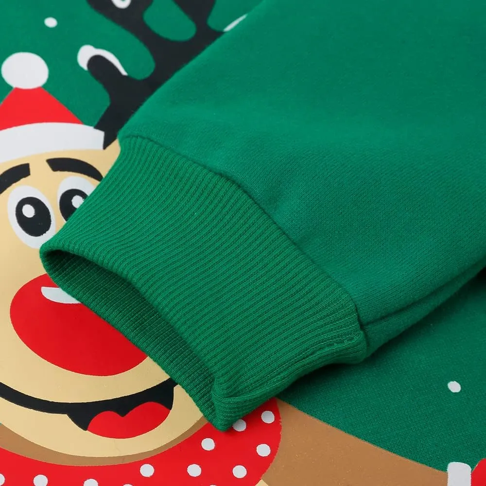 RETSUGO Toddler Boy Christmas Outfit Baby Boy Girl Winter Warm Holiday Fleece Pullover Xmas Crewneck Sweater 1-7 Years