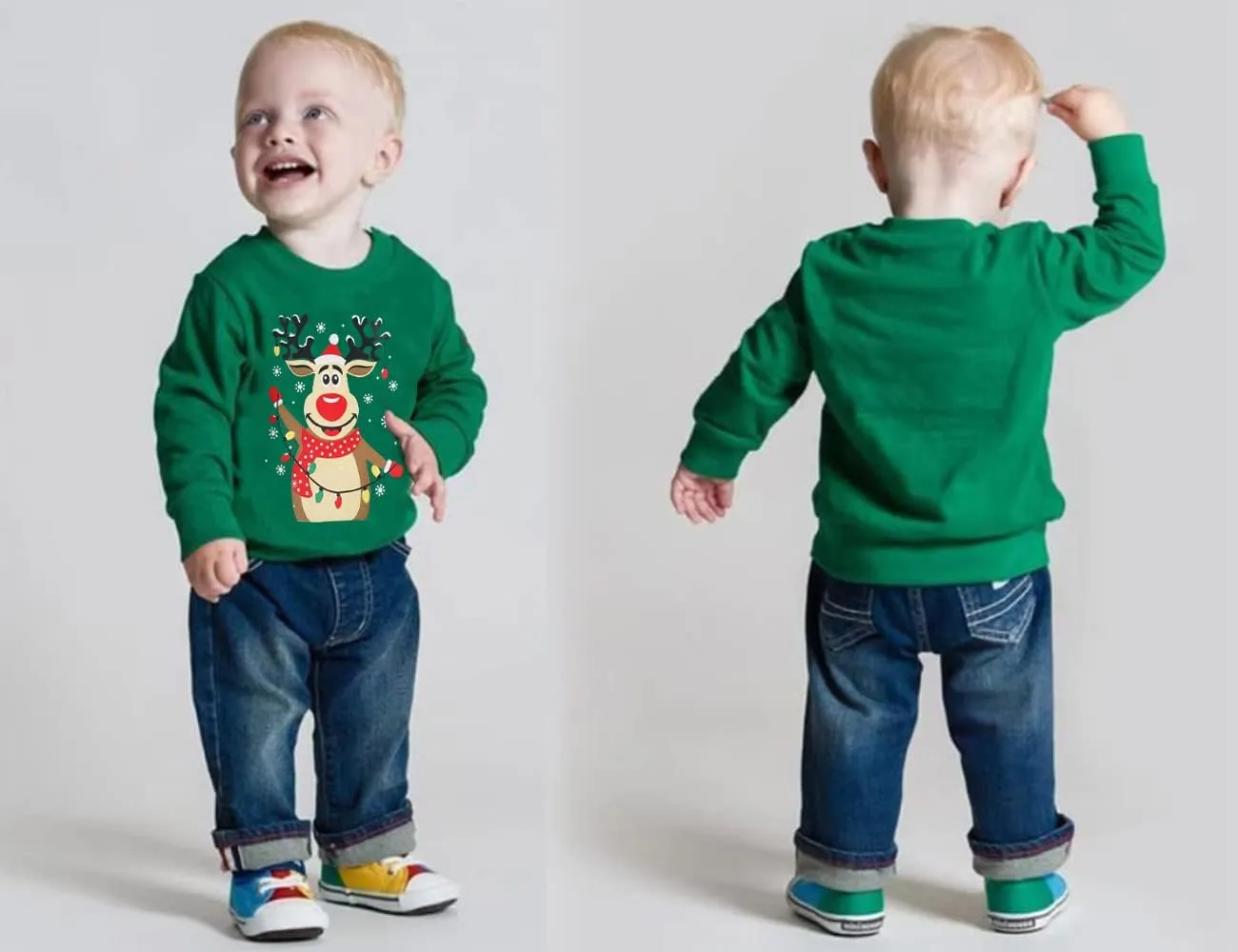 RETSUGO Toddler Boy Christmas Outfit Baby Boy Girl Winter Warm Holiday Fleece Pullover Xmas Crewneck Sweater 1-7 Years