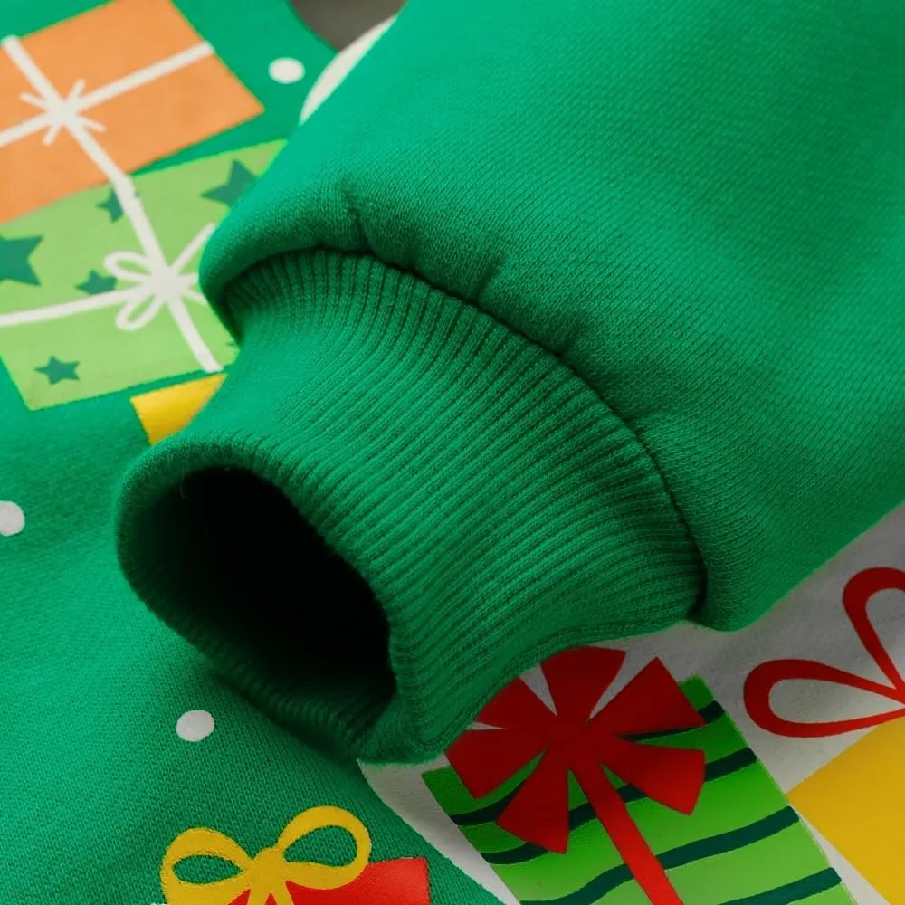 RETSUGO Toddler Boy Christmas Outfit Baby Boy Girl Winter Warm Holiday Fleece Pullover Xmas Crewneck Sweater 1-7 Years