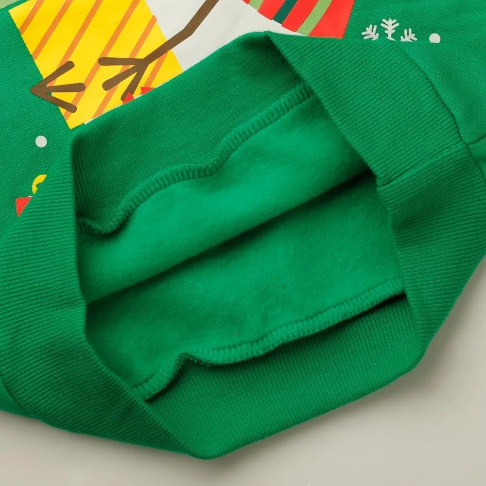 RETSUGO Toddler Boy Christmas Outfit Baby Boy Girl Winter Warm Holiday Fleece Pullover Xmas Crewneck Sweater 1-7 Years