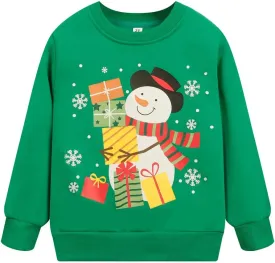 RETSUGO Toddler Boy Christmas Outfit Baby Boy Girl Winter Warm Holiday Fleece Pullover Xmas Crewneck Sweater 1-7 Years