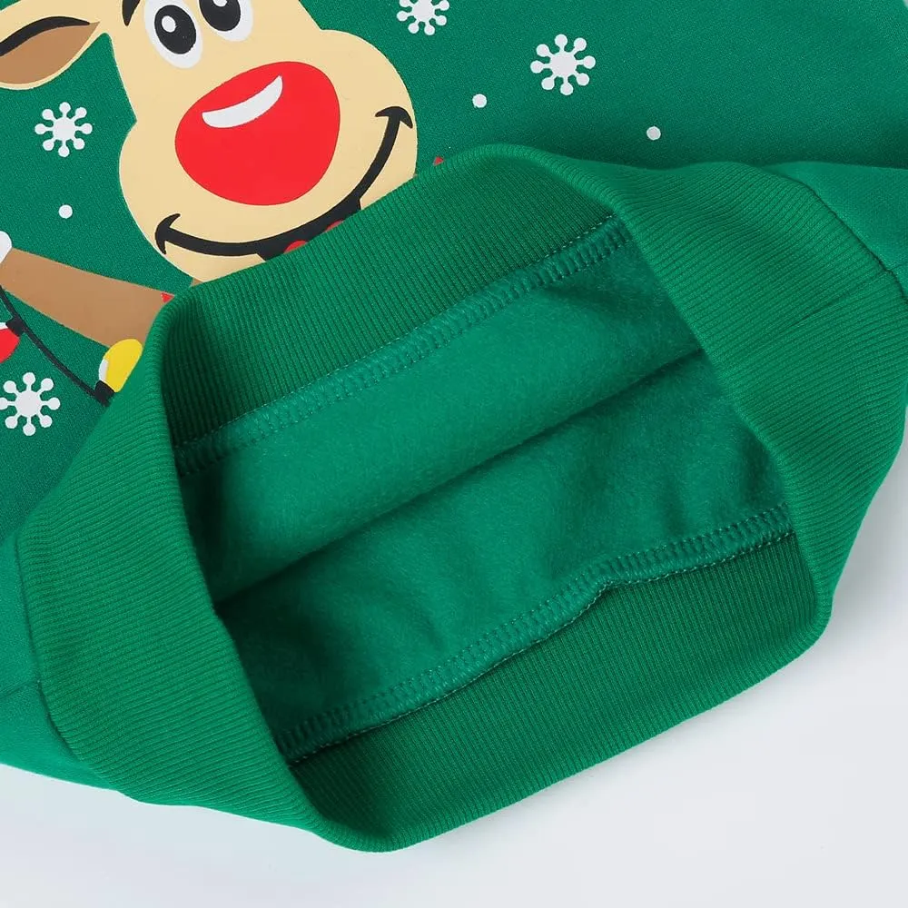 RETSUGO Toddler Boy Christmas Outfit Baby Boy Girl Winter Warm Holiday Fleece Pullover Xmas Crewneck Sweater 1-7 Years