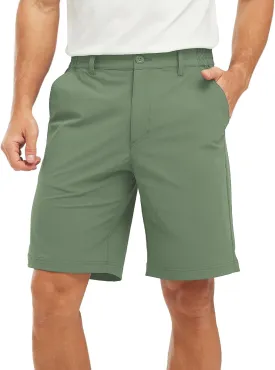 TBMPOY Men's Shorts Golf 9" Casual Elastic Waist Quick Dry Flat Front Travel Shorts with 5 Pockets