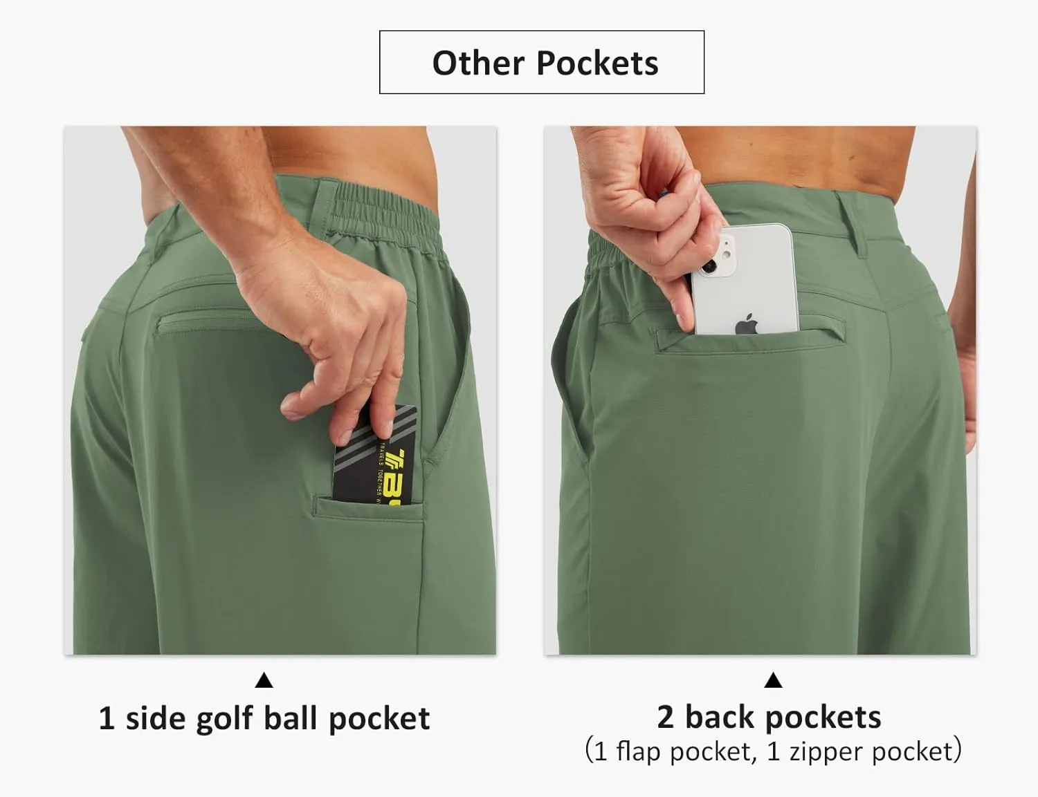 TBMPOY Men's Shorts Golf 9" Casual Elastic Waist Quick Dry Flat Front Travel Shorts with 5 Pockets