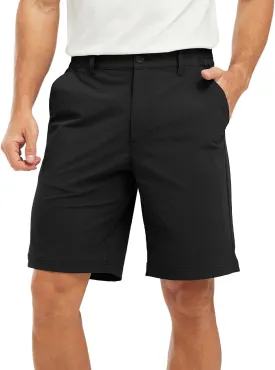 TBMPOY Men's Shorts Golf 9" Casual Elastic Waist Quick Dry Flat Front Travel Shorts with 5 Pockets
