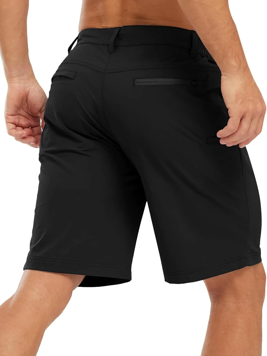 TBMPOY Men's Shorts Golf 9" Casual Elastic Waist Quick Dry Flat Front Travel Shorts with 5 Pockets